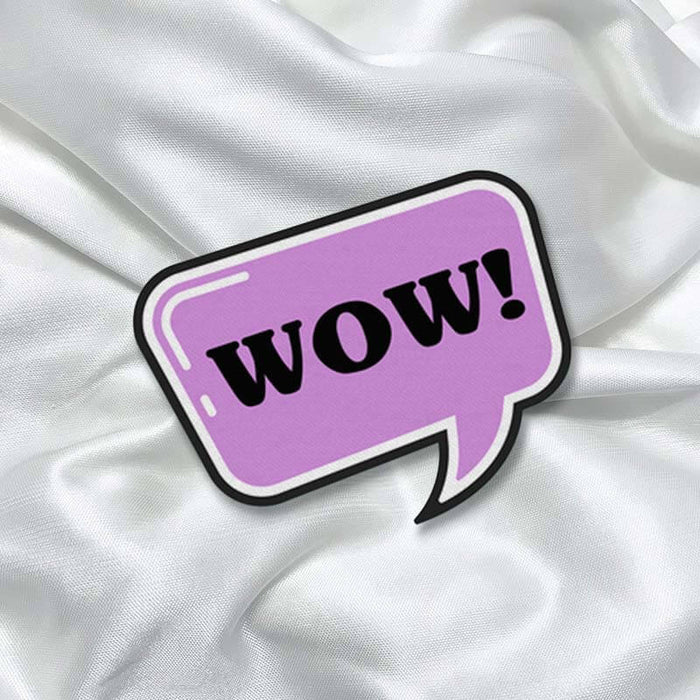 WOW Purple Trendy Caption Text Fashion Printed Iron On Patch for T-shirts, Bags, Jeans - The Squeaky Store