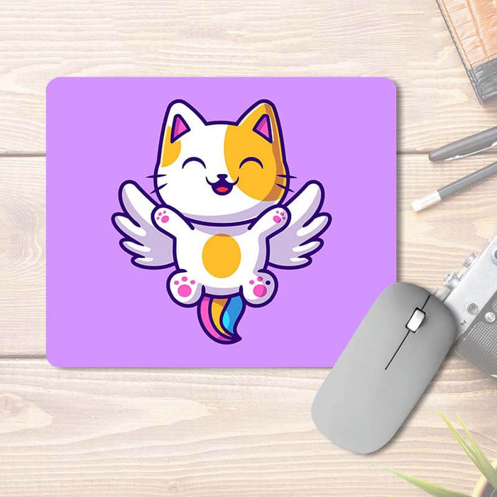 Flying Baby Caticorn Cat & Unicorn | Purple | Animal Lover | Printed Mouse Pad