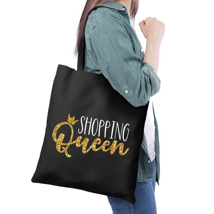 Shopping Queen Sassy Girly Funny Quote Multipurpose Printed Canvas Tote Bag-thesqueakystore.myshopify.com
