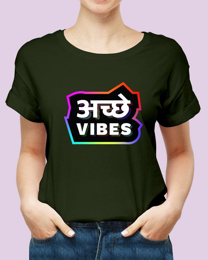 Ache Vibes Positive Inspirational Funny Hindi Quote Unisex Tshirt - The Squeaky Store