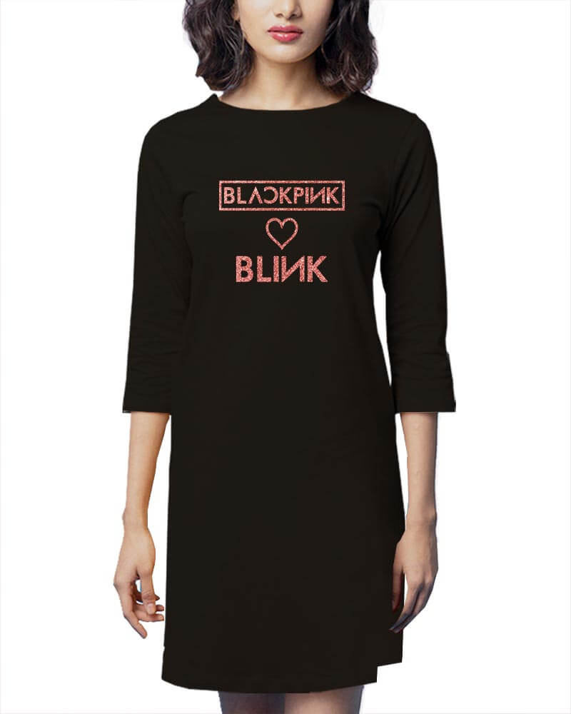 Black Pink Korean Band K Pop Lover Quote Tshirt Dress-thesqueakystore.myshopify.com