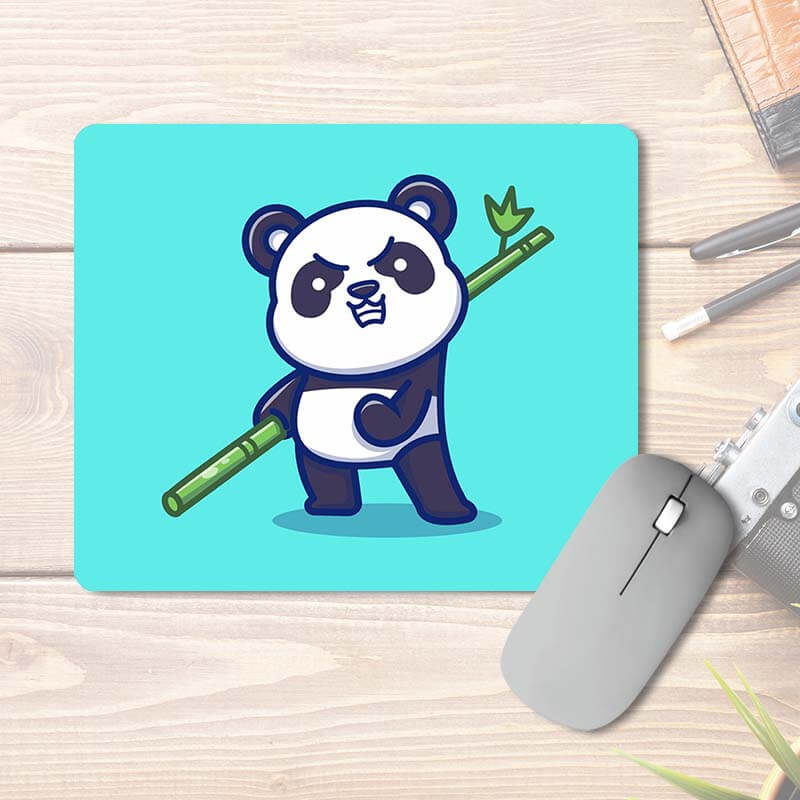 Fierce Baby Panda Holding Bamboo With Attitude | Quirky | Animal Lover | Printed Mouse Pad