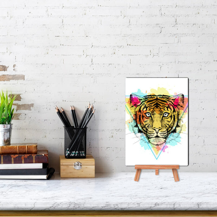 Colorful Tiger Graphic Art Print - Wall & Desk Decor Poster With Stand - The Squeaky Store