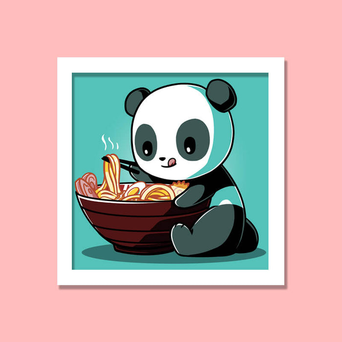 Cute Panda Eating Noodles Foodie Animal Lover Positive Quote Wall Art Frame - The Squeaky Store