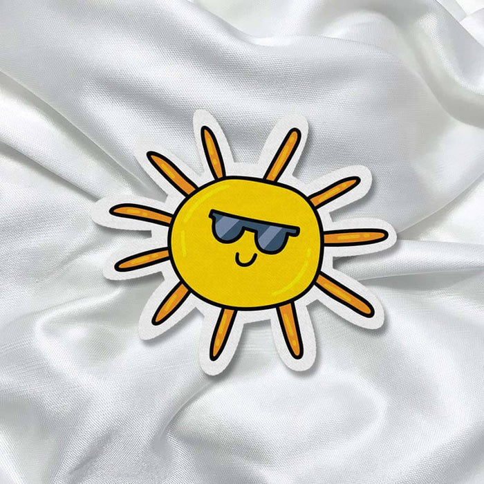 Happy Sun in Sunglasses Girly Fashion Printed Iron On Patch for T-shirts, Bags, Jeans - The Squeaky Store