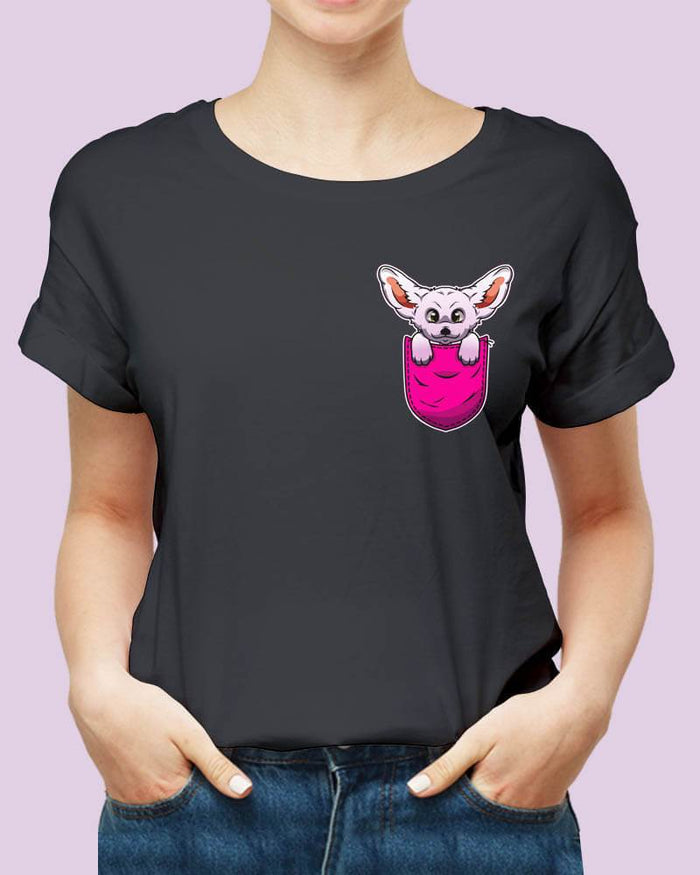 Cute Fennec Fox in Pocket Unisex Tshirt - The Squeaky Store