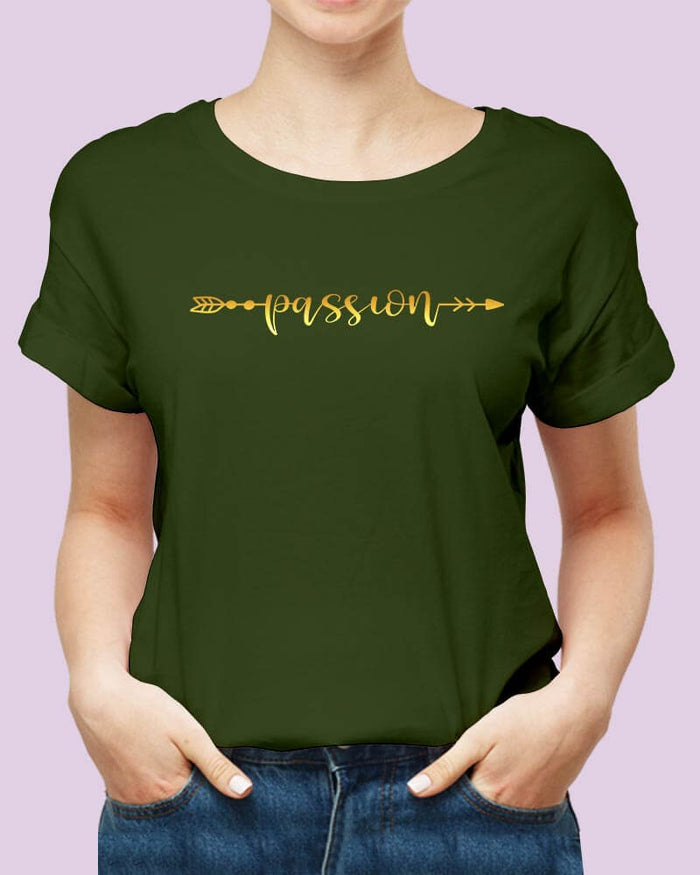 Passion Positive Inspirational Quote Metallic Gold Print Unisex Tshirt - The Squeaky Store