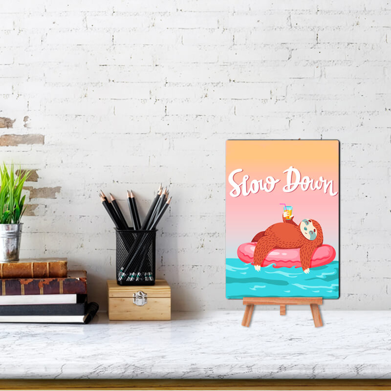 Slow Down Funny Sloth Quote - Wall & Desk Decor Poster With Stand - The Squeaky Store