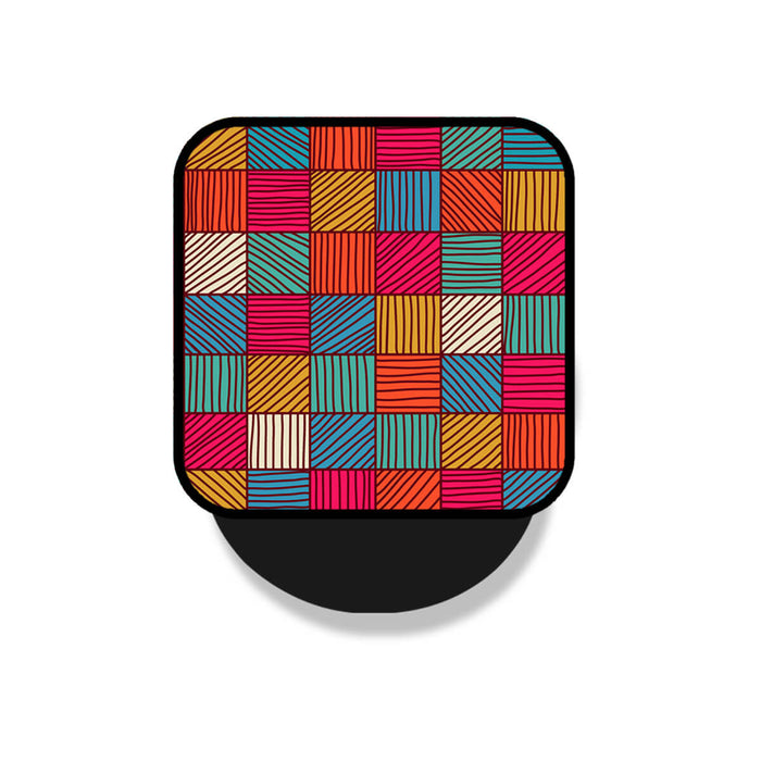 Colorful Square Hatch Lines Pattern Mobile Phone Grip Holder & Stand | Selfie Holder For Smart Phones