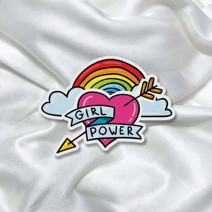 Girl Power Rainbow Heart Positive Quote Fashion Printed Iron On Patch for T-shirts, Bags, Jeans - The Squeaky Store