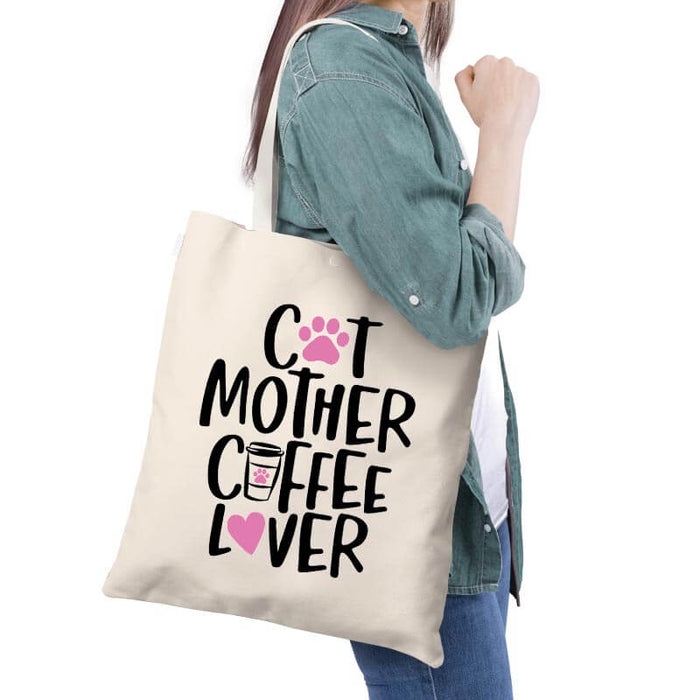 Cat Mother Coffee Lover Animal Pet Cute Quote Multipurpose Printed Canvas Tote Bag-thesqueakystore.myshopify.com