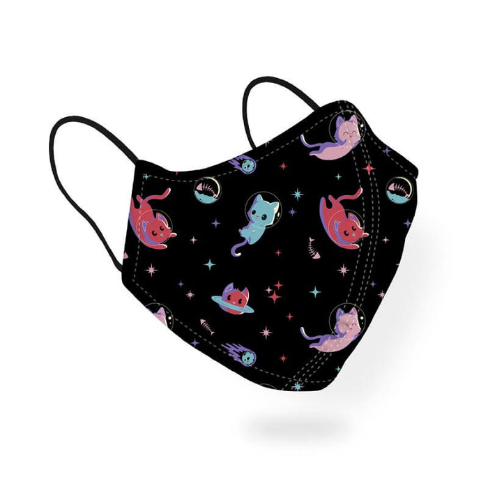 Cats in Space Planets Animal Lover Pattern Designer Printed Face Mask-thesqueakystore.myshopify.com