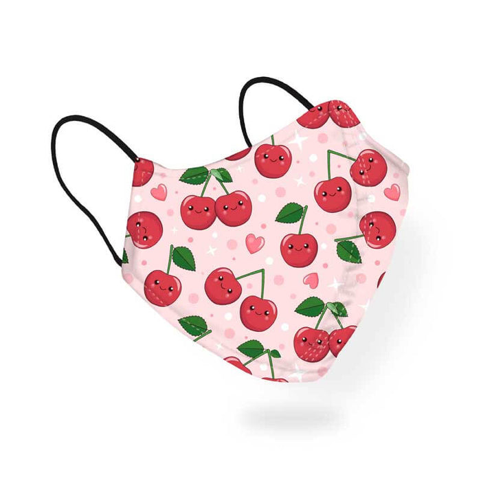 Cute Cherry Fruit Pretty Heart Girly Pattern Designer Printed Face Mask-thesqueakystore.myshopify.com
