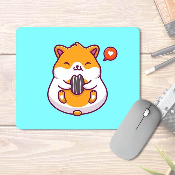 Cute Foodie Hamster Eating Nut | Animal Lover | Printed Mouse Pad