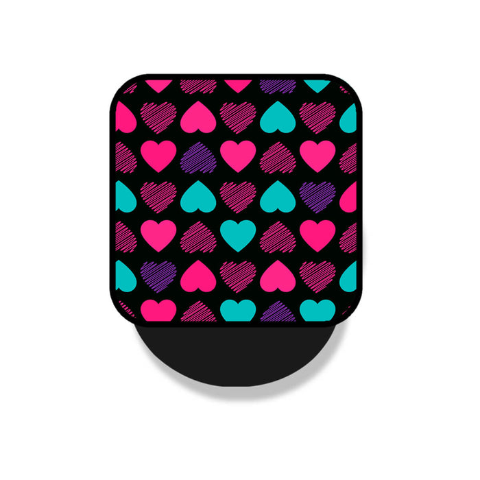 Pink & Blue Colorful Doodle Scribbly Hearts Pattern Mobile Phone Grip Holder & Stand | Selfie Holder For Smart Phones