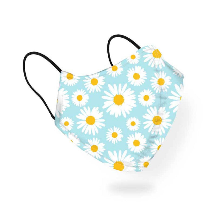 Pretty Flowers Daisies Chamomile Floral Pastel Blue Pattern Designer Printed Face Mask-thesqueakystore.myshopify.com