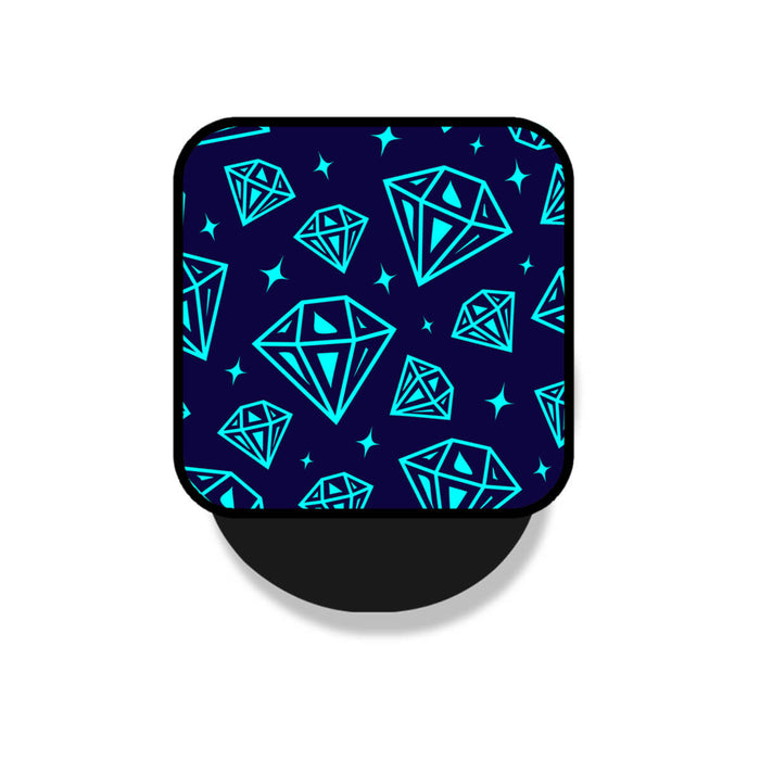 Stunning Diamond Jewels Blue Pattern Mobile Phone Grip Holder & Stand | Selfie Holder For Smart Phones