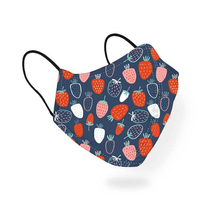 Strawberry Fruity Doodle Red Pink Girly Doodle Pattern Designer Printed Face Mask-thesqueakystore.myshopify.com