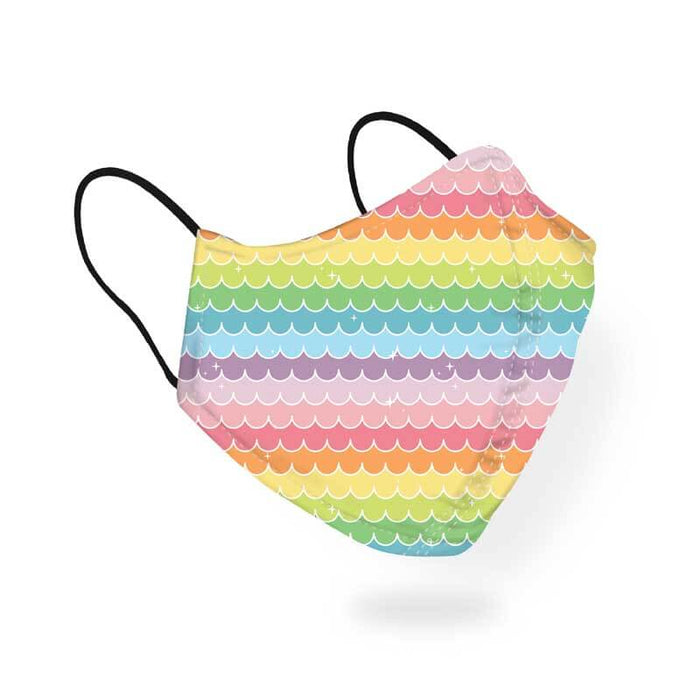 Pastel Colorful Rainbow Scallop Pretty Pattern Designer Printed Face Mask-thesqueakystore.myshopify.com