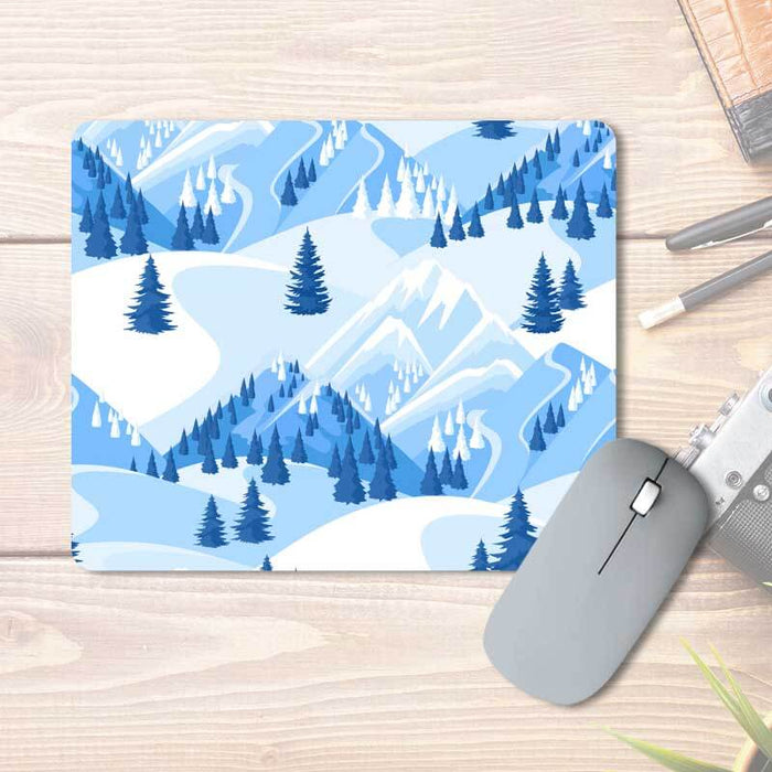 Winter Snowy Mountains Landscape Beautiful Nature Pattern Printed Mouse Pad - The Squeaky Store