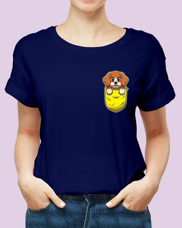 Cute Beagle Dog in Pocket Unisex Tshirt - The Squeaky Store