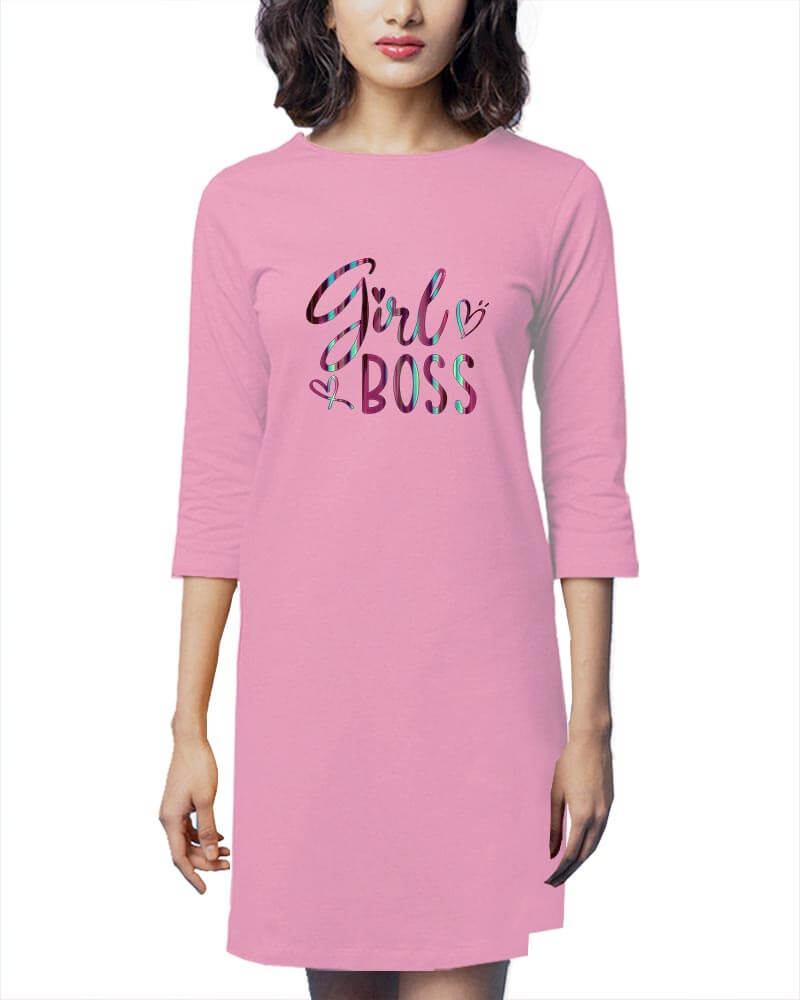 Girl Boss Cute Funny Feminism Quote Tshirt Dress-thesqueakystore.myshopify.com