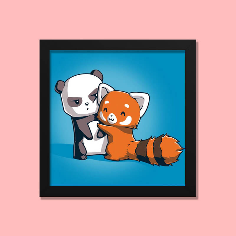 Cute Funny Panda and Fox Animal Lover Quote Wall Art Frame-thesqueakystore.myshopify.com
