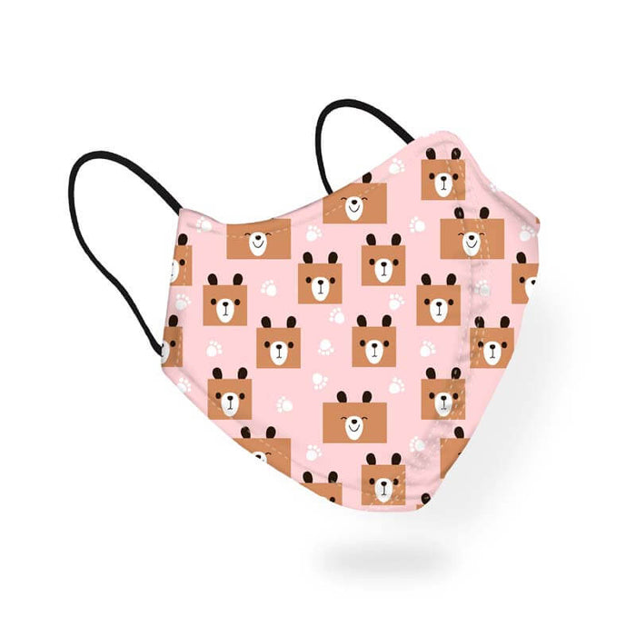 Cute Box Teddy Bears Pastel Pink Pattern Designer Printed Face Mask-thesqueakystore.myshopify.com