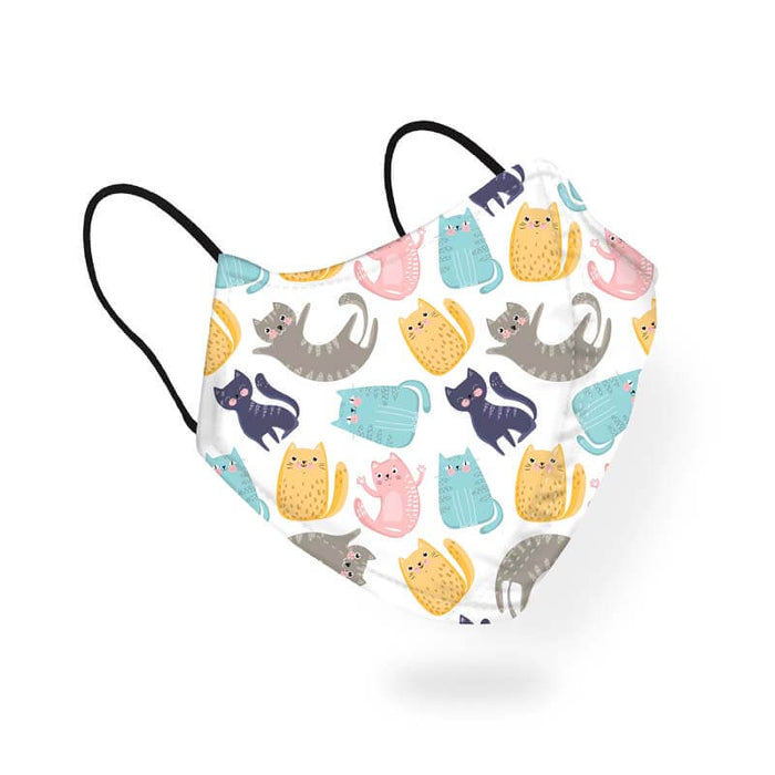 Playful Funny Cats Pastel Colors Artsy Pattern Designer Printed Face Mask-thesqueakystore.myshopify.com