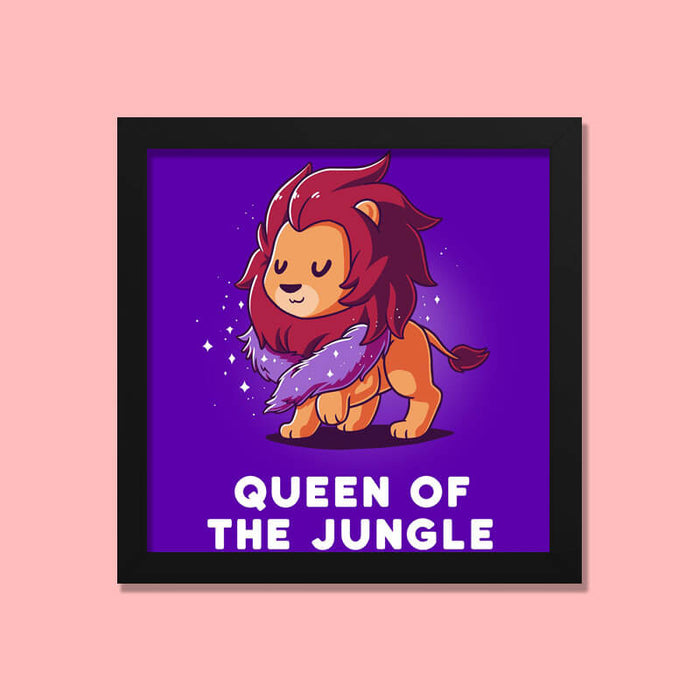 Queen of the Jungle Cute Funny Lioness Animal Lover Quote Wall Art Frame-thesqueakystore.myshopify.com