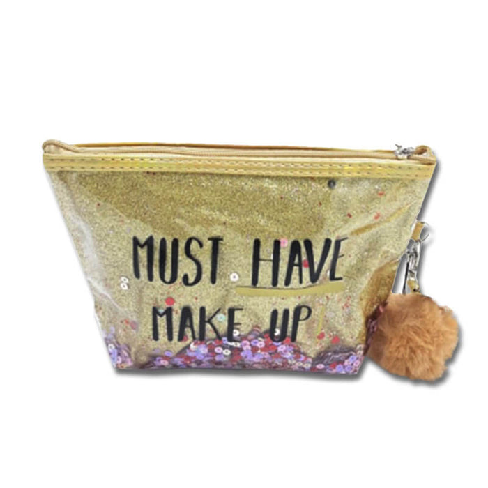 Glitter & Sequin Makeup Bag - Gold - The Squeaky Store