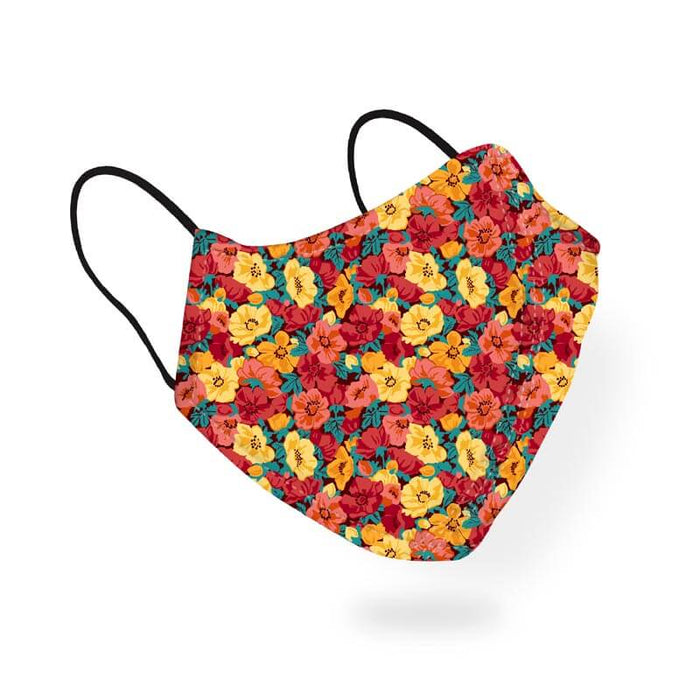 Beautiful Red Yellow Flowers Floral Pattern Designer Printed Face Mask-thesqueakystore.myshopify.com