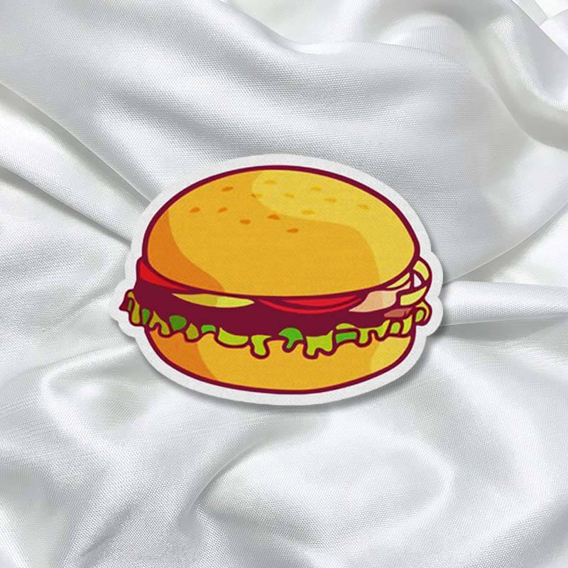 Yummy Chicken Burger Foodie Fashion Printed Iron On Patch for T-shirts, Bags, Jeans