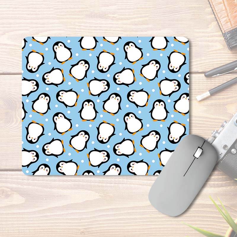 Cute Baby Penguin And Snowball Pattern | Animal Lover | Printed Mouse Pad