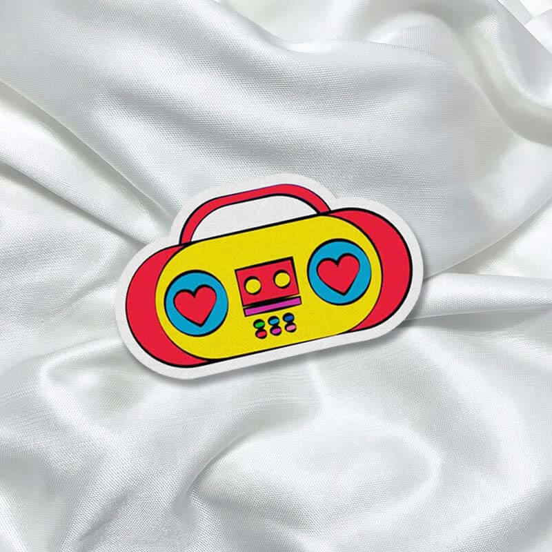 Vintage Radio Cassette Player Music Fashion Printed Iron On Patch for T-shirts, Bags, Jeans