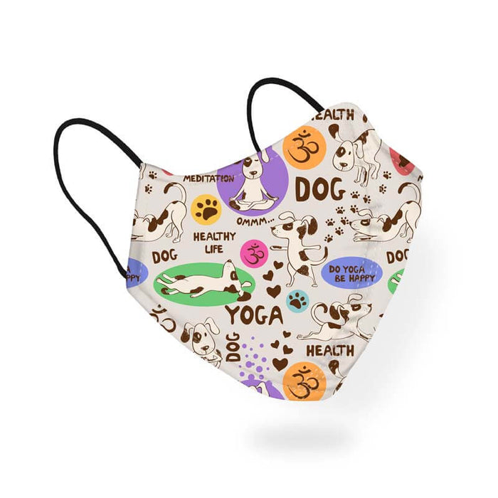 Funny Dog Quote Do Yoga Be Happy Animal Pattern Designer Printed Face Mask-thesqueakystore.myshopify.com