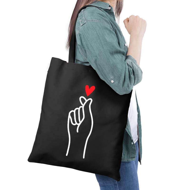 I Heart K-drama Love Multipurpose Printed Canvas Tote Bag-thesqueakystore.myshopify.com