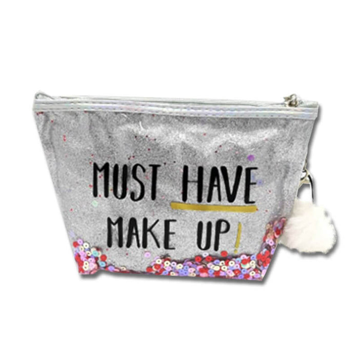 Glitter & Sequin Makeup Bag - Silver - The Squeaky Store