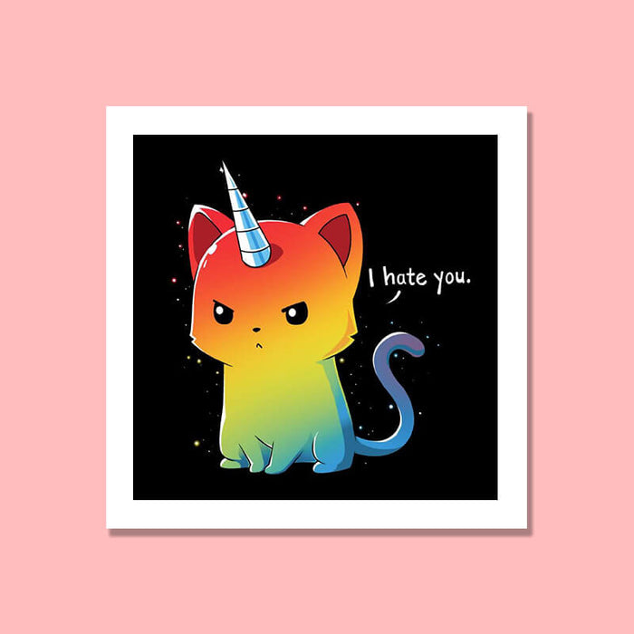 I Hate You  Cute Funny Cat Unicorn Animal Lover Quote Wall Art Frame - The Squeaky Store