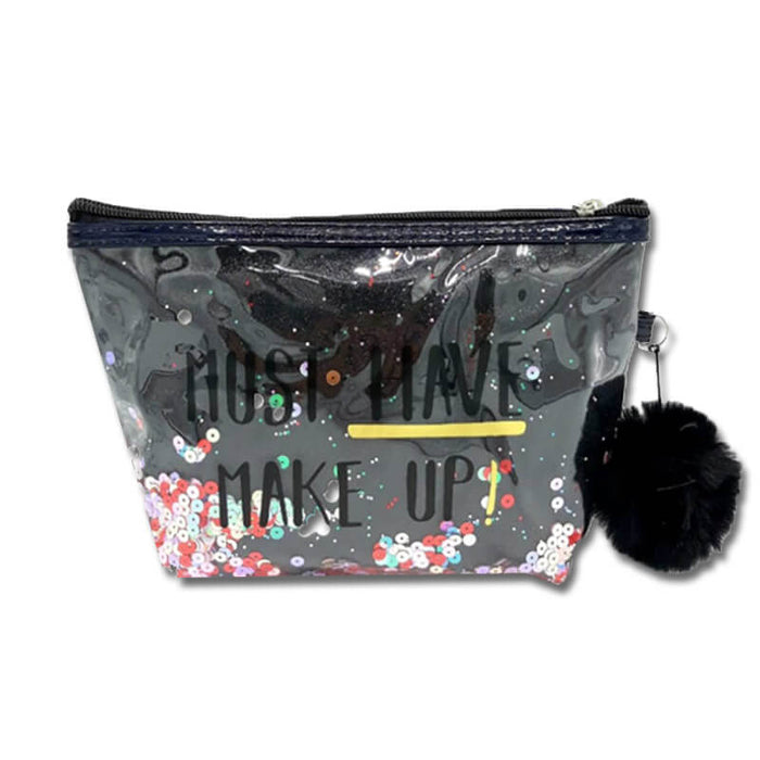 Glitter & Sequin Makeup Bag - Black - The Squeaky Store