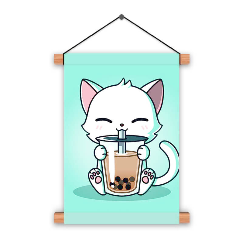 Cute Funny Cat Drinking Animal Lover Poster Printed Wall Hanging - The Squeaky Store