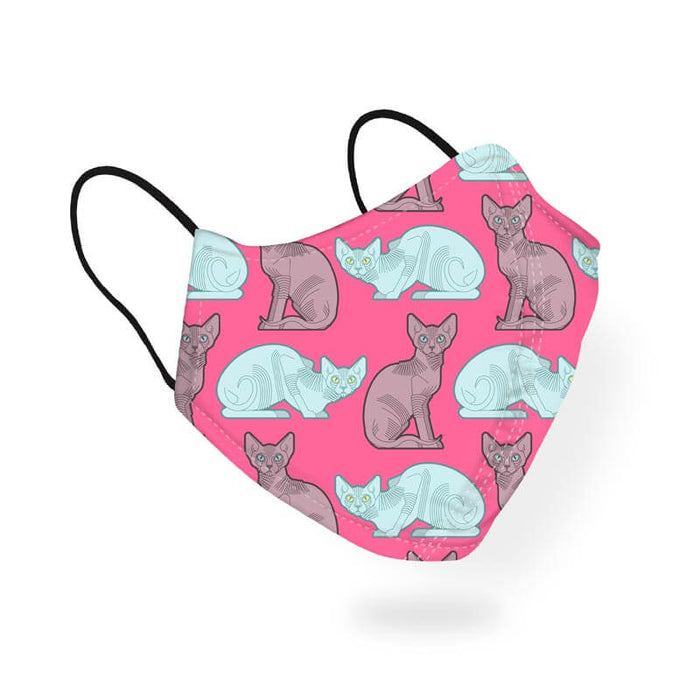 Pink Cool Sphynx Cat Animal Lover Pattern Designer Printed Face Mask-thesqueakystore.myshopify.com