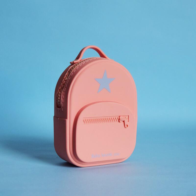 Mini Backpack Shape Silicone Coin Purse - Peach - The Squeaky Store