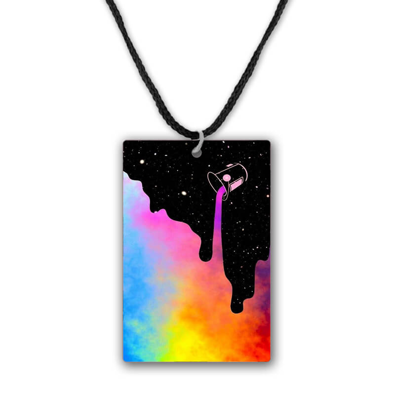 Colorful Paint Pouring Printed Pendant Necklace - The Squeaky Store