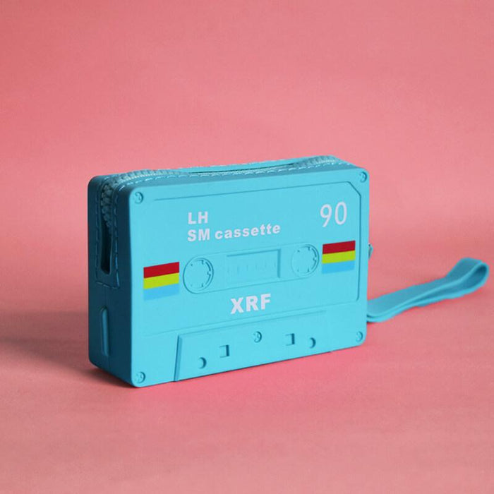 Mini Retro Cassette Shape Silicone Coin Purse - Blue - The Squeaky Store