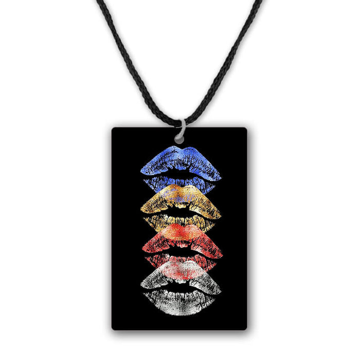 Colorful Lips Pattern Printed Pendant Necklace - The Squeaky Store