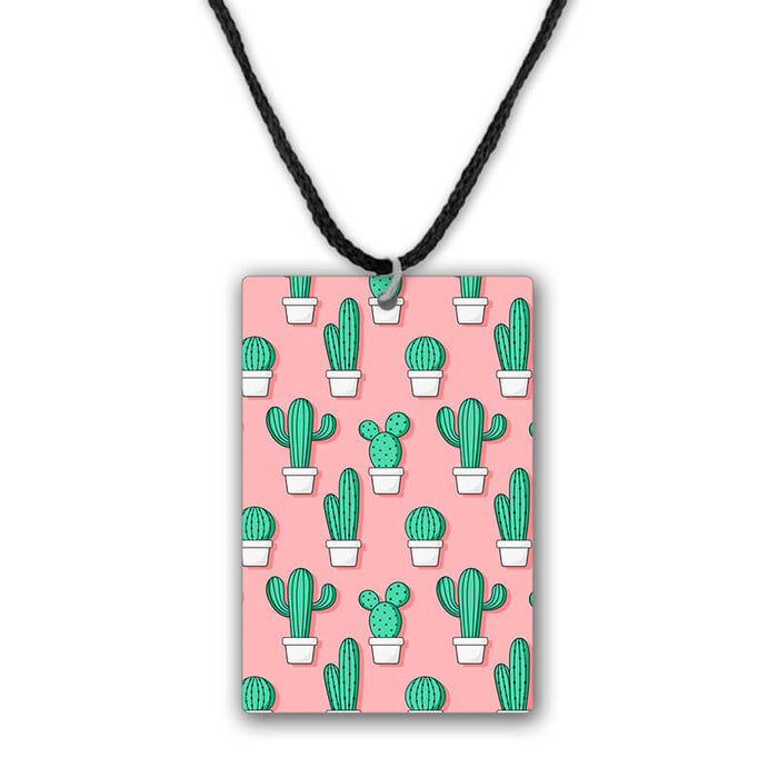 Cute Cactus Pattern Printed Pendant Necklace - The Squeaky Store