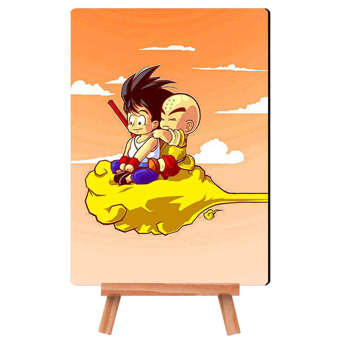 Dragon Ball Z Goku and Krillin on Flying Nimbus - Desk Decor Poster with Stand - The Squeaky Store