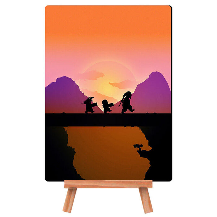 Dragon Ball Z Goku with Krillin and Master Roshi Silhouette- Desk Decor Poster with Stand - The Squeaky Store