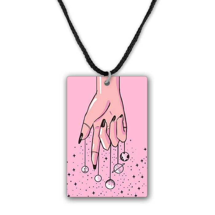 Girl Holding Planets Pendant Necklace - The Squeaky Store